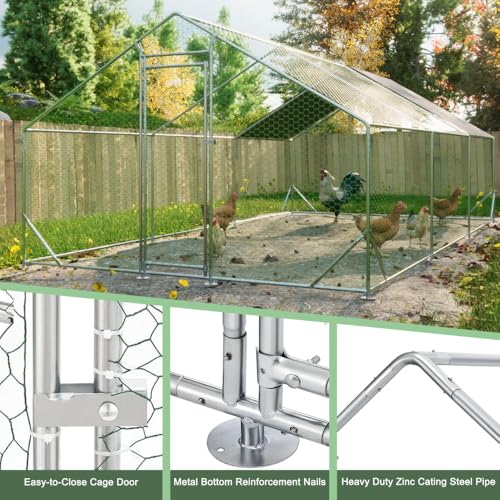 Sturdy Walk-in Chicken Run with Galvanized Steel Frame and PVC-Coated Hexagonal Wire Mesh for Outdoor Poultry Enclosure (3x6m-1) - color: 3x6m-1