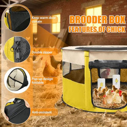 Chicken Brooder Box for Chick Starter Kit - 2026 Upgrade XL (Extra Large) Double Door Chick Brooder Pen//Holds Up to 20 Baby Chicks, Ducklings, Quail(Yellow)