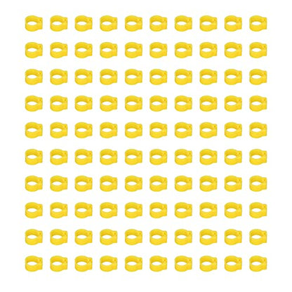 Omabeta 100PCS Reusable 8mm Pigeons Identification Leg Rings for Easy Dovecot Management and Marking, Lightweight Plastic Bands for Poultry Supplies (Yellow) - color: Yellow