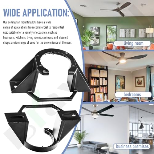 2 Pcs Ceiling Fan Mounting Bracket Ceiling Fan Mounting Kits 77059 Compatible with Ca-thedral Ca-nopy Living Room, Ceiling Fan Parts Black (Without Wire)