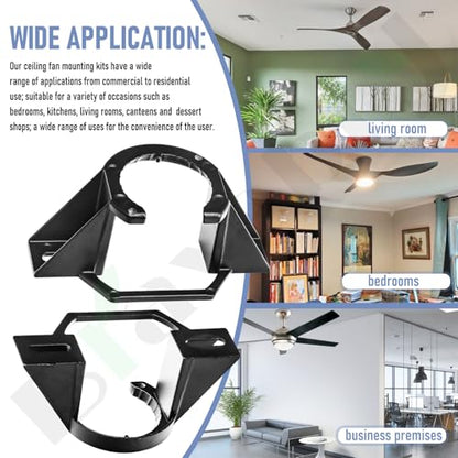 2 Pcs Ceiling Fan Mounting Bracket Ceiling Fan Mounting Kits 77059 Compatible with Ca-thedral Ca-nopy Living Room, Ceiling Fan Parts Black (Without Wire)