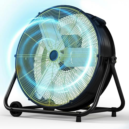 Manastin 30 Inch Industrial Drum Fan, 14000 CFM High Velocity Floor Fan, 3-Speed Heavy Duty Metal Shop Fan for Warehouse, Garage, Workshop - ETL Listed,550W - size: 30 Inch