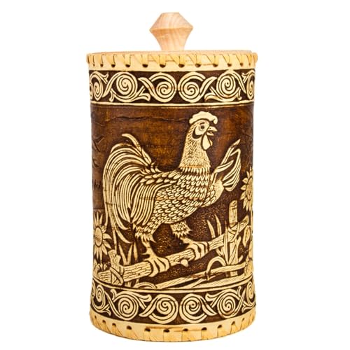 STP GOODS Birch Bark Container, Storage container, Kitchen Container Money to the House Birch Bark (Rooster) - color: Rooster