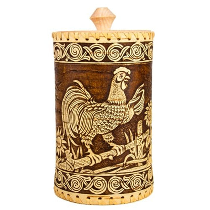 STP GOODS Birch Bark Container, Storage container, Kitchen Container Money to the House Birch Bark (Rooster) - color: Rooster