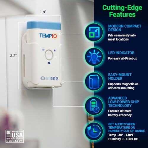 TEMPIQ Remote WiFi 2-Pack Temperature & Humidity Sensor - App Integration, Alerts, Helps Monitor 2nd Home, AirBnb, RV, Pets,Freezer and Server Room, Indoor & Outdoor Hygrometer & Thermometer - style: 2-Pack (Lithium Batteries)