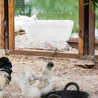 Yardwe 2pcs Hanging Feeder Trough for Livestock Chicken and Goat Feed Container Poultry Waterer Screws and Buckles for Ducks Geese and Deer - color: White