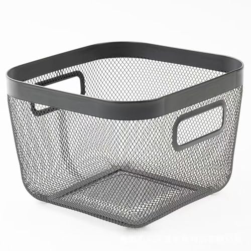 AJIODA Metal Mesh Steel Baskets, Household Wire Storage Organizer Bin Garden Harvest Basket Multi-functional Fruit Baskets with Handles for Kitchen Bathroom Picnic Shopping Decor Cabinet Home, Black - color: Black