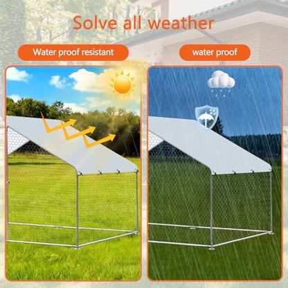 Outdoor Metal Chicken Coop Large Walk-in Poultry Cage Spire-Shaped Chicken Run with Waterproof and Anti-Ultraviolet Cover for Outside,Backyard and Farm,4.9' L*9.8' W*6.4' H - size: 58.8"L x 117.6"W x 76.8"H