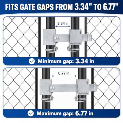 Double Gate Latch for Chain Link Fences - Heavy Duty Galvanized Steel Lockable Double Gate Latch for 1-5/8" Gate Frames, Secure Latching System with Padlock Holes for Residential & Commercial Use