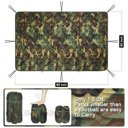 Mirzoyan Woobie Blanket, Military Poncho Liner Camo Insulated Camping Woobie Blanket for Outdoor Hiking Survival Hunting - color: Green-woodland