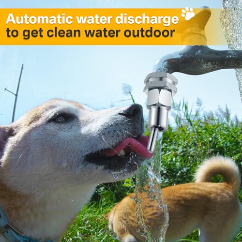 Hohean 2 Pcs Stainless Steel Automatic Water Drinker 1/2'' 3/4'' Automatic Nipple Drinking Waterer Brass Water Tank Connector with Hole Opener and Plumber's Tape for Dogs and Other Pets