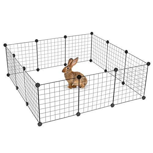 Work-It! Pet Playpen, Foldable Metal Exercise Pen | Small Animal Cage Indoor/Outdoor Metal Wire Fence for Rabbits, Guinea Pigs, Small Animals | Portable Kennel Crate Fence with Configurable 12 Panels