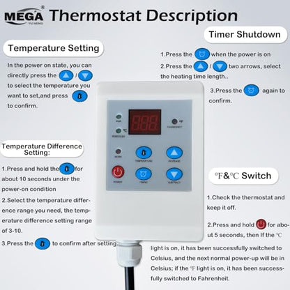Industrial Grade/Weather Resistant Drum Heating Blanket,55 Gallon Drum Heater Fixed Thermostat 0-150℉,Insulated Pail Band Heater with 10ft Power Cable