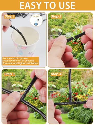 100pcs 1/4" Universal Barbed Tee Fittings, Kalolary Barbed Connectors Drip Irrigation for 1/4 Inch Water Hose Connectors 4mm/7mm Water Tube Drip Irrigation Watering System - size: 100pieces