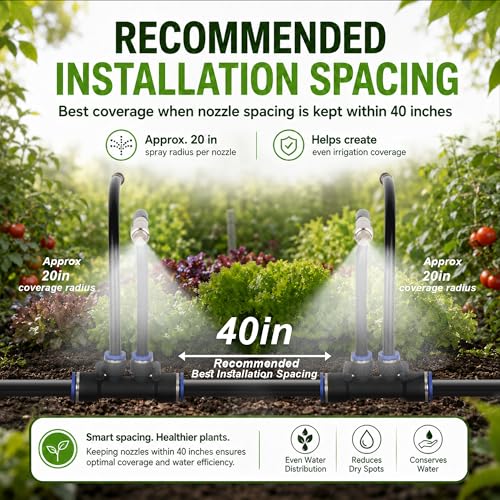 50Ft 1/2" Tubing High-Flow Drip Irrigation System, 360° Adjustable Garden Watering System with 30 Nozzles, Dual-Side Watering Kit for Raised Beds, Greenhouses & Efficient Plant Irrigation - size: 50Ft