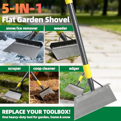 Floor Scraper Long Handle - Ice Removal Tool, Multifunctional Garden Cleaning Flat Shovel, 74" Weed Scraper Heavy Duty Sharp Blade for Lawn Edging,Sidewalk Weeding,Driveway Steps Snow Shovel - size: 74"