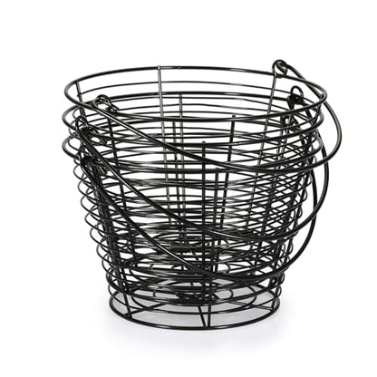 3 PCS 8" Black Round Wire Egg Baskets With Handle, Small Metal Egg Collecting Basket for Gathering Fresh Eggs, Chicken and Duck Eggs Hunting Basket Egg Holder Countertop - style: Round-3 Pack