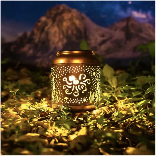 Octopus Solar Lanterns Outdoor Waterproof,Hanging Solar Lights Octopus Gifts for Women Men Metal LED Decorative Light for Yard,Patio,Lawn,Tabletop,Pathway,Landscape,Garden Decor - style: Octopus