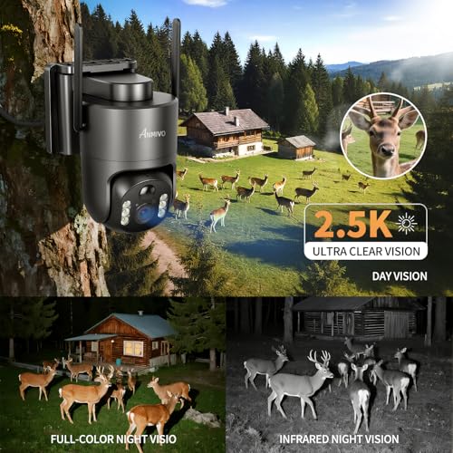 No WiFi Security Camera, 4G LTE Cellular Security Cameras Wireless Outdoor for Home/Farm/Jobsite, 2.5K True 4MP Off Grid Camera with SD & SIM, PIR Sensor, 2-Way Audio, Color Night Vision, Grey
