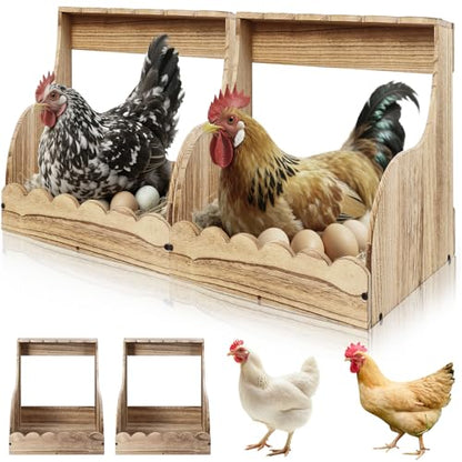 2-Pack Chicken Nesting Box, 2 Compartment Hen & Egg Laying Boxes, Easy Assembly Poultry Coop Accessories for Chickens Large