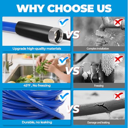 15FT 30FT 50FT 75FT 100FT Heated Water Hose for Rv,Heated Water Hose Antifreeze to -45°F,Great Rv Accessories for Campers,Livestock,Agriculture,Lead and BPA Free - size: 15FT
