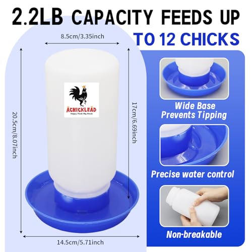 Chick Feeder and Waterer Set – Automatic 1kg Chicken Feeder and 1L Waterer for Baby Chicks, Ducks, and Quail – Brooder Starter Kit & Chicken Coop Supplies and Accessories - color: Blue