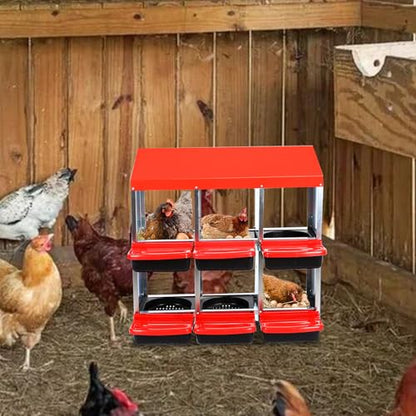 Chicken Nesting Box, 6 Hole 2 Layer Hen Nest Boxes, Roll Away Eggs Laying Boxes,Cleanable Pull Out Hen Roosting Boxes - size: 31.9"L x 20.5"W x 31.1"H