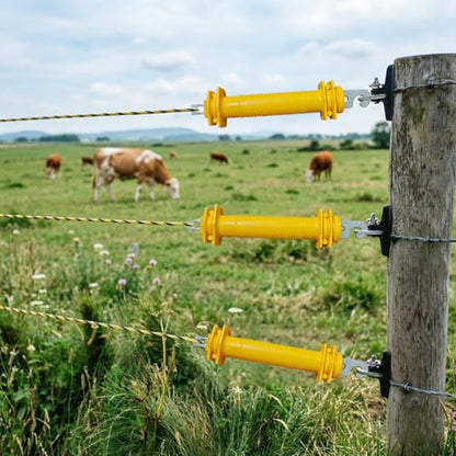 QMARK Electric Fence Gate, Electric Fence Handles, Insulated Plastic Handle, Rubber Gate Handle 6 Pack- Yellow
