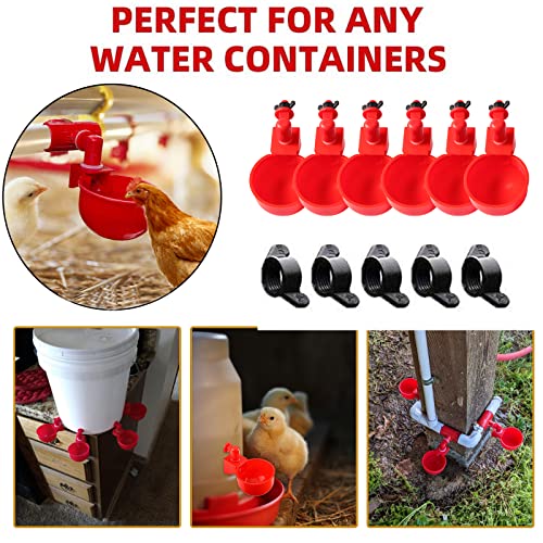 Chicken Water Cup Waterer for Poultry, 3/8 in Automatic Filling Waterer Poultry Drinking Bowl Chicken Water Feeder, Automatic Poultry Drinking Bowl for Duck Turkey Rabbit Geese Farm (12)