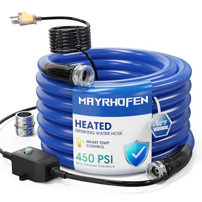 Heated RV Water Hose 30ft with Integrated GFCI Plug, –40°F Freeze-Protection Drinking Water Hose, Lead-Free BPA-Free, Heavy-Duty Heated Hose with Adapter - color: With GFCI, size: 30ft