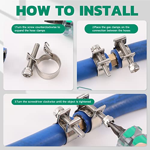 OURU 20PCS 5/16" Fuel Line Clamp 304 Stainless Steel,Adjustable 1/2"-9/16" Dia(13-15mm) Mini Fuel Injection Gas Line Hose Clamps,Pipe Clamp for Automotive,Diesel Petrol Pipe - size: 20PCS 1/2"-9/16" (13-15mm)