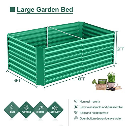 Land Guard 6×3×2 ft Galvanized Metal Raised Garden Bed, 2FT Deep Root Elevated Planter Box Steel Large Vegetable Flower Bed Kit(Green) - color: Green, size: 6×3×2ft（Rectangular）