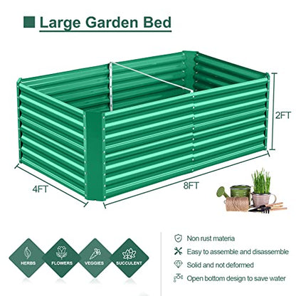 Land Guard 6×3×2 ft Galvanized Metal Raised Garden Bed, 2FT Deep Root Elevated Planter Box Steel Large Vegetable Flower Bed Kit(Green) - color: Green, size: 6×3×2ft（Rectangular）
