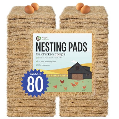 MagJo Aspen Nesting Pads for Chicken Coops - USA Grown Aspen Excelsior Nest Box Liners 13x13-80 Pack - size: 80 PACK