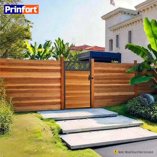 4x6FT (46.78"W X 70.8"H) 201 Stainless Steel Anti Sag Wooden Fence Gate Kit Heavy Duty Garden Gate Frame Hardware Kit Reinforcement (Left/Right Free-Installation) - size: W4xH6 FT-Geometric