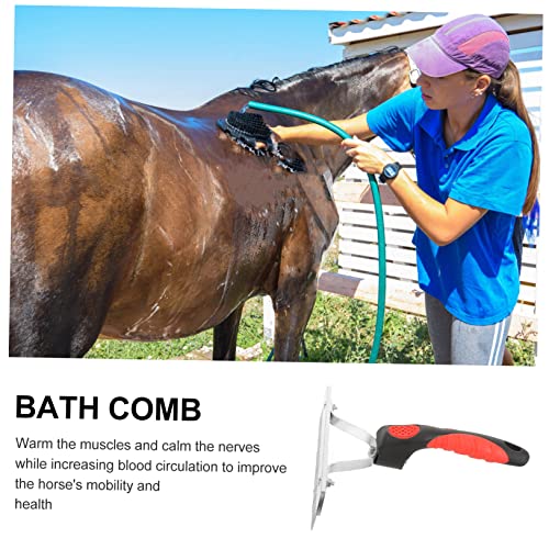 Horse Cleaning Comb with Ergonomic Non Slip Rubber Handle Durable Metal and Rubber Horse Fur Rake for Grooming Comfortable Grip Shedding Tool for Efficient Fur Removal