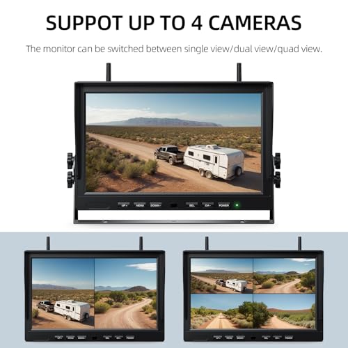 eRapta 4 Wireless Backup Camera Magnetic: 10.1" IPS Full-Size DVR Monitor, Install-Free RV Camera System with IR Night Vision, Built-in 9600mAh Battery for RV/Camper/Truck/Trailer/Tractor ACT104 - size: 10 inch-4 cameras