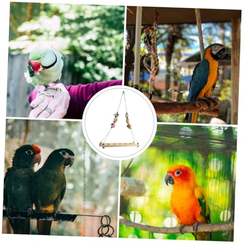 ORFOFE Natural Wood Chicken Ladder Swing Bird Toy for Chickens Parrot Swing Biting Toy Bird Perch Toy
