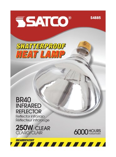 Satco S4885 120V 250 Watt R40 Medium Base Shatterproof Heat Lamp, Clear - size: 1 Count (Pack of 1)