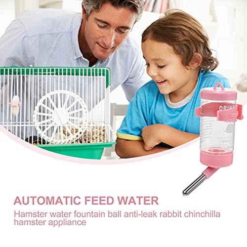STOBOK 2pcs Hamster Drinking Fountain Hamster Feeding Bottle Bunny Drinking Bottle Water Feeding Equipment Bunny Water Feeder Bunny Dispenser Cat Automatic Stainless Steel Pink Guinea Pig