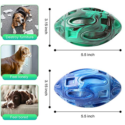 Pawzone 2 Pack Squeaky Dog Toys for Aggressive Chewers Large Medium Small Puppy Interactive Dog Chew Toy Durable Rubber Indestructible Tough Ball (Blue Green) - color: 2 pack blue green