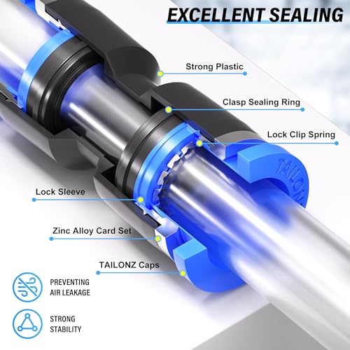 TAILONZ PNEUMATIC 1/2 Inch od Push to Connect Fittings Pneumatic Fittings Kit 5 Spliters+5 Elbows+5 tee+5 Straight+5 PPF+5 PP (30 pcs) - size: 1/2" OD