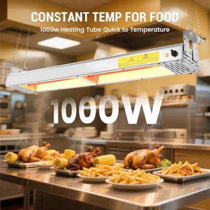 36-Inch Food Heat Lamp - 1000W Commercial Food Warmer Lamp Overhead Stainless Steel Catering Heat Lamps Electric Strip Heater for Restaurant Buffet Parties Kitchen, Silver 115V - color: Silver, size: 36 Inch