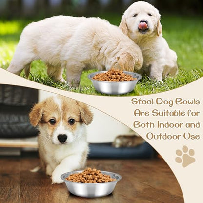 kathson 6 PCS Small Stainless Steel Dog Bowls, Replacement Metal Puppy Food Water Bowl Set Suit for Indoor Outdoor, Pet Feeding Dish for Small Animals Kitten, Dishwasher Safe (4.3 in) - size: 4.3 in dia.