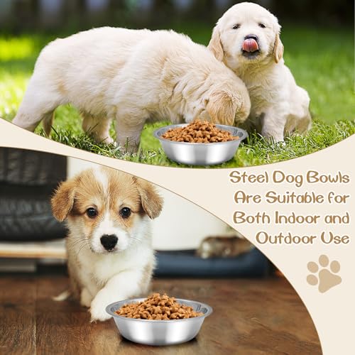 kathson 6 PCS Small Stainless Steel Dog Bowls, Replacement Metal Puppy Food Water Bowl Set Suit for Indoor Outdoor, Pet Feeding Dish for Small Animals Kitten, Dishwasher Safe (5.5 in) - size: 5.5 in dia.