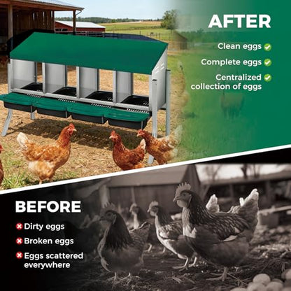 Chicken Nesting Boxes with Cleanable Pull-Out Trays, 4-Hole Wall Mount Roll Away Nest for Easy Cleaning & Egg Collection - size: 4 holes with legs