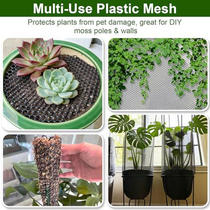 Plastic Chicken Wire Mesh - 15.7 in x 10 ft Black, Plastic Wire Mesh Fence for Dogs, Cats & Poultry - Garden Netting & Animal Barrier, Balcony Netting for Pets - Laddatz - color: Black 1 Pack