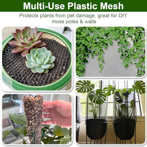 2-Pack Plastic Chicken Wire Mesh - 15.7 in x 10 ft Black, Plastic Wire Mesh Fence for Dogs, Cats & Poultry - Garden Netting & Animal Barrier, Balcony Netting for Pets - Laddatz - color: Black 2 Pack