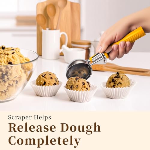 HOMURE H 1.5 OZ Scoop, Ice Cream Scoop with Trigger, #20 Disher, 3 tbsp Cookie Scoop for Baking, Muffin Scoop, Blue Handle, for Making Ice Cream Cookie Muffin Cupcake Mashed Potato Meatball - size: #20 (1.5 oz)