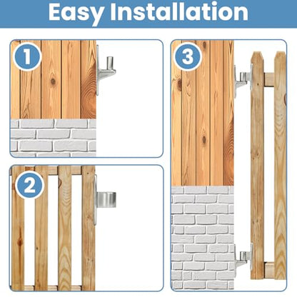 304 Stainless Steel Gate Hinges 4Pack Wall Mount Gate Hinges for Farm Gates Heavy Duty Door Fence Hinges for Wooden Fence, Gate, Concrete, Capacity Up to 600lbs (16Pcs Screws & Nut Driver Included)